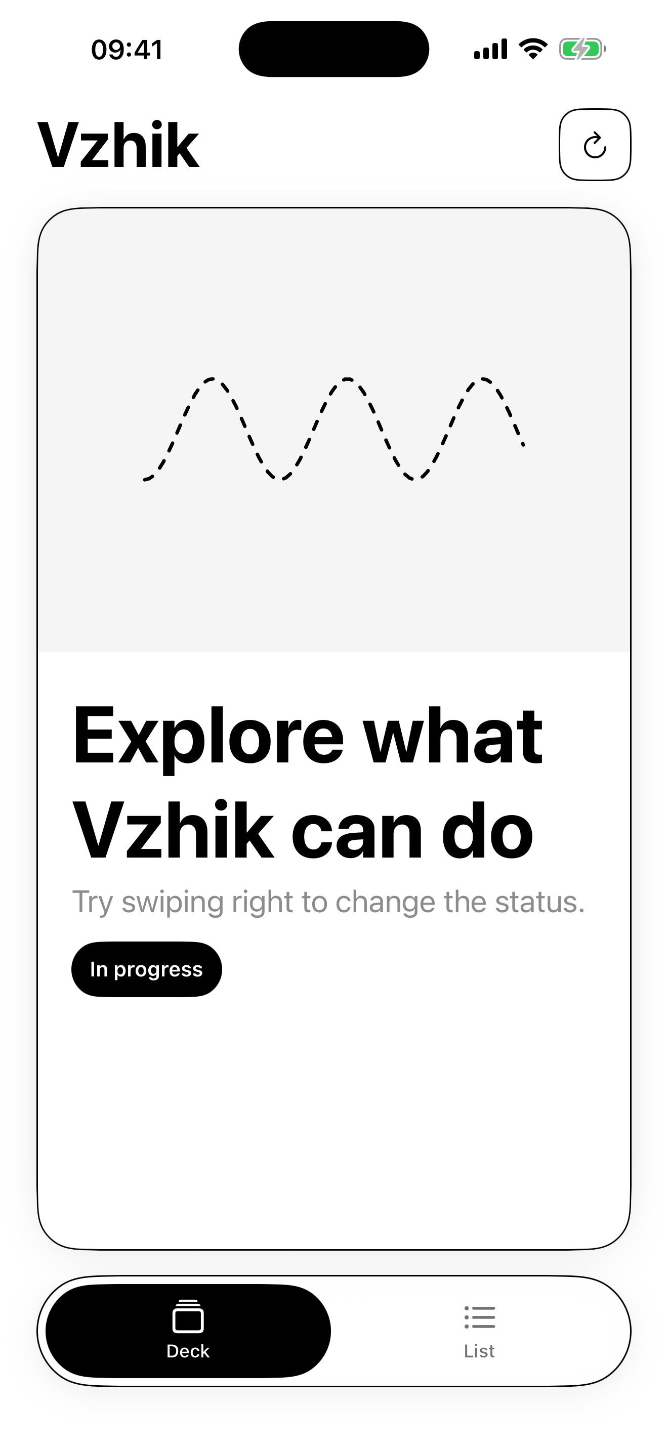 Vzhik deck screen with a project card